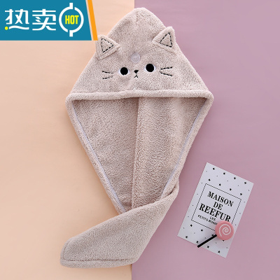 敬平干发帽女吸水速干发巾擦头发毛巾浴帽2022新款洗头包头巾加厚 浅咖