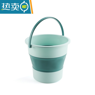 敬平折叠桶水桶便携式旅行洗车载钓鱼桶可家用大小号伸缩洗澡加厚塑料 绿色 中号