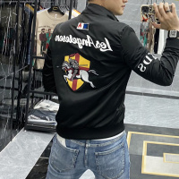 外套男ins潮春秋立领休闲风衣修身潮流刺绣薄款男士夹克