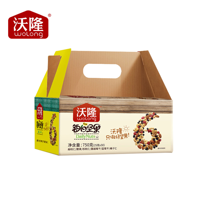 沃隆 每日坚果750g家庭分享混合款(a款25g*15袋 b款25g*15袋)礼盒装