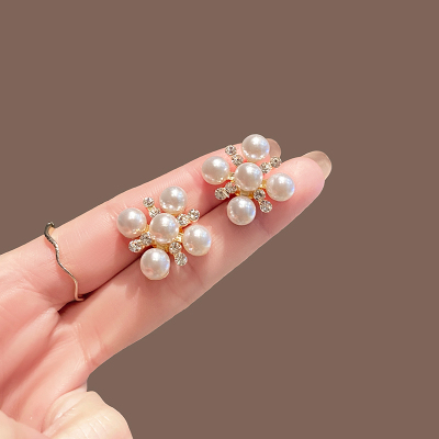 闪钻珍珠几何耳钉女轻奢时尚气质小众设计高级感独特优雅耳环耳饰送女朋友老婆情人节七夕生日礼物