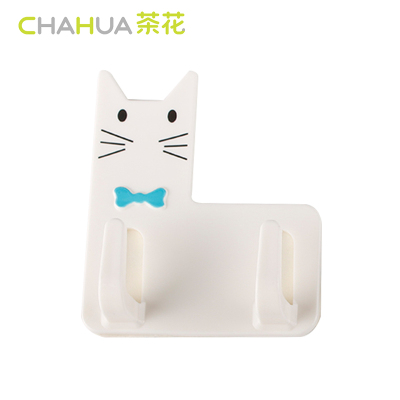 茶花(CHAHUA)挂钩粘胶门后厨房浴室创意免钉小钩子衣墙壁无痕承重粘钩帅气猫一板2个-颜色随机