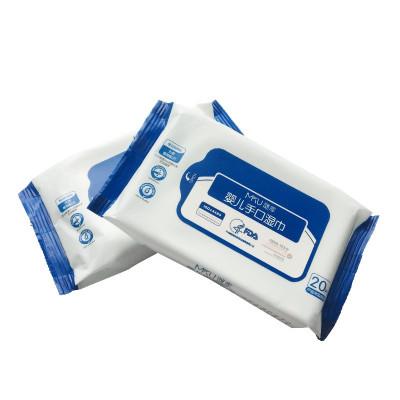 谜库MKU芦荟精华棉柔纸轻薄柔软亲肤弱碱性婴儿手口湿巾20片X4包