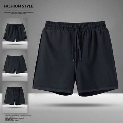 夏季新款男士跑步运动短裤薄款速干美式冰丝纯色田径训练篮球短裤