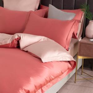 家柏饰(CORATED)四件套全棉全棉100支长绒棉套件简约素色拂晓洛可可红
