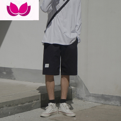 七斓E夏装男短裤韩版宽松贴标百搭休闲裤chic学生直筒五分裤