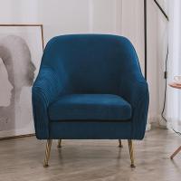轻奢北欧布艺单人沙发美式创意老虎凳现代简约客厅卧室靠背休闲椅
