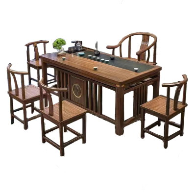 戴劲 茶台茶具套装一体禅意茶几茶桌椅组合泡茶台1.8明月桌+围椅+4月牙