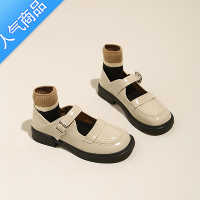 SUNTEK2023春秋甜酷镂空玛丽珍女鞋一字搭扣平底凉鞋圆头乐福鞋软底单鞋