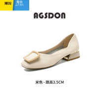 聚范妈妈单鞋女2024新款秋季通勤浅口低跟小皮鞋法式凉鞋子豆豆奶奶鞋