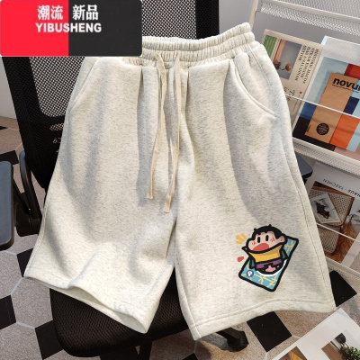 YIBUSHENG美式复古休闲潮流短裤女季新款卡通五分裤抽绳中裤子