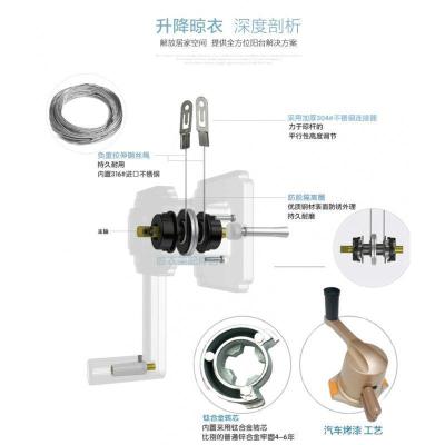 美帮汇9980 晾衣架配件钢丝绳太太手柄 好摇把750-760-620 型手摇器通用