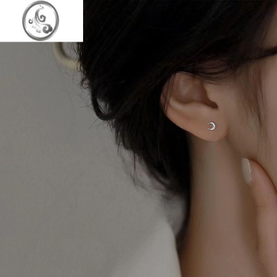 JiMi银银月亮耳钉女2023年新款潮小巧精致睡觉不用摘的养耳洞耳环耳饰