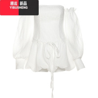 YIBUSHENG 氛围感气质减龄收腰紧身连衣裙女一字领露肩蓬蓬裙