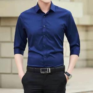 新款黑色微弹衬衫男长袖韩版坠感制服外套春秋季休闲男装白衬衣