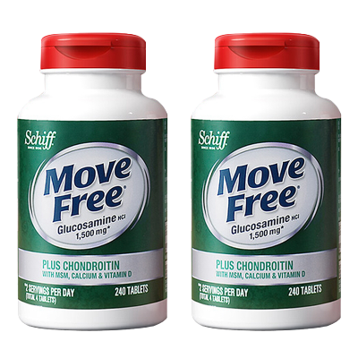Schiff益节维骨力+钙+维D240粒*2瓶美国进口MoveFree维骨力高钙氨糖软骨素中老年加钙片