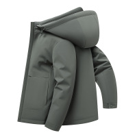 男式商务休闲鹅绒羽绒服冬季中年男士牛奶丝面料保暖连帽鹅绒外套