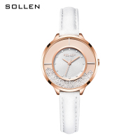 梭伦(SOLLEN)正品女士手表潮流防水镶钻腕表新款简约气质学生石英表女表礼物SL-423