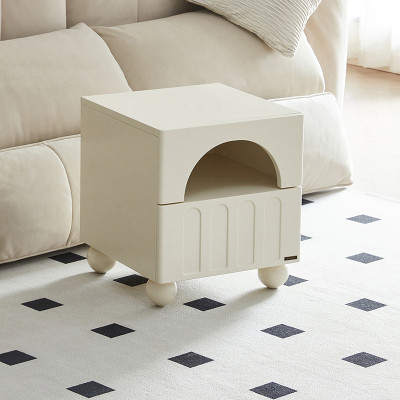 全友家居奶油风床头柜实木脚抽屉式卧室置物收纳储物小柜子