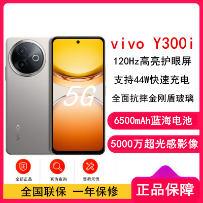 [全新]vivo Y300i 钛色 8GB+128GB 第二代骁龙4 5G芯 6500mAh电池 44W充电 5000万高清影像 5G 手机
