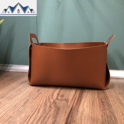 北欧ins皮革桌面大收纳盒客厅卧室杂物收纳筐零食手拎双耳收纳盒 三维工匠