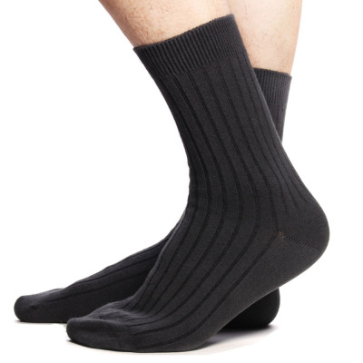 费凯丹秋冬男士双针加厚纯棉中筒商务休闲袜纯色防臭吸汗透气男袜5双混色装均码
