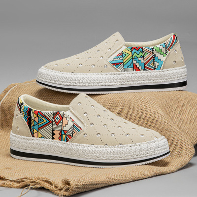 2026新款春夏季透气布鞋男休闲一脚蹬懒人舒适乐福鞋男士皮革板鞋