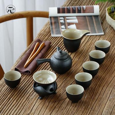 家柏饰(CORATED)家用黑陶半自动复古粗陶日式功夫茶具套装办公室陶瓷茶杯茶壶