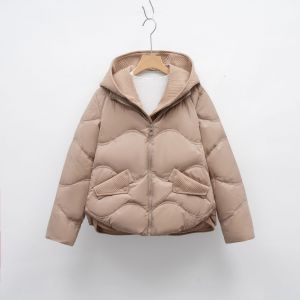 拼接假两件连帽羽绒服女冬季新款保暖休闲面包服潮外套