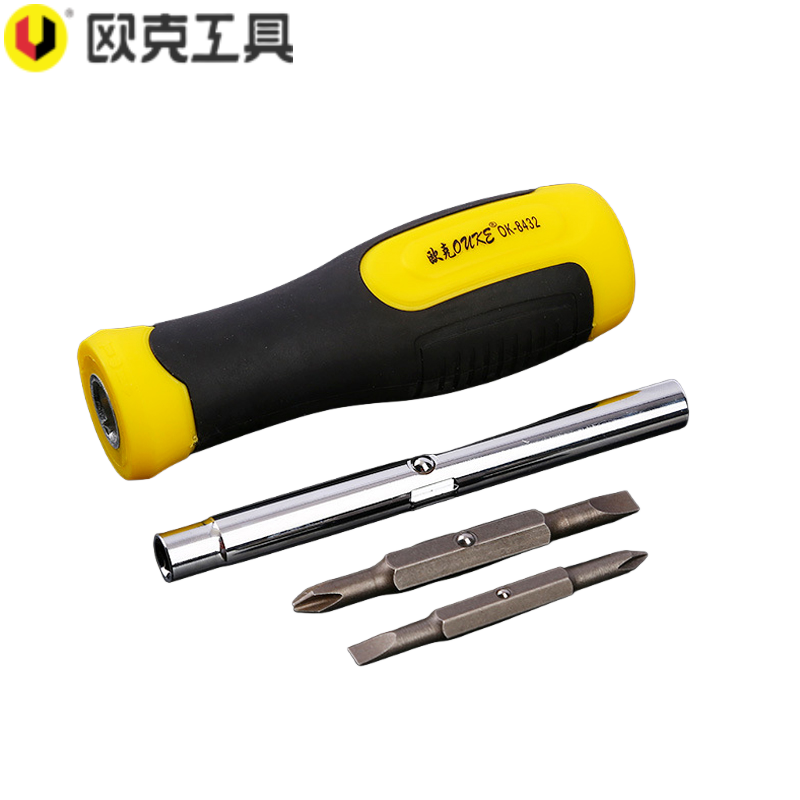 欧克(Ouke)多功能螺丝刀一字十字螺丝批6合一制作OK-8432套