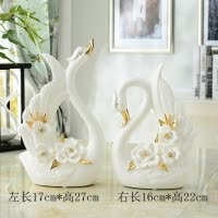 欧式创意陶瓷天鹅摆件实用一对客厅电视柜酒柜家居装饰品结婚 三维工匠 天鹅一对06