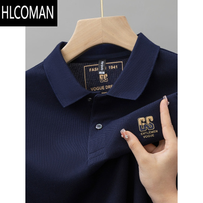 HLCOMAN100男士polo衫短袖夏季中年休闲高端刺绣翻领T恤爸爸装上衣