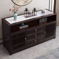 新中式餐边柜实木靠墙边柜客厅中式玄关储物柜家用橱柜岩板茶水柜