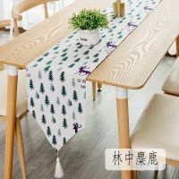 北欧桌旗 棉麻家用桌布电视柜长桌旗欧式茶几现代简约 林中麋鹿 30*240cm(适合180-200cm左右桌子茶桌柜子)