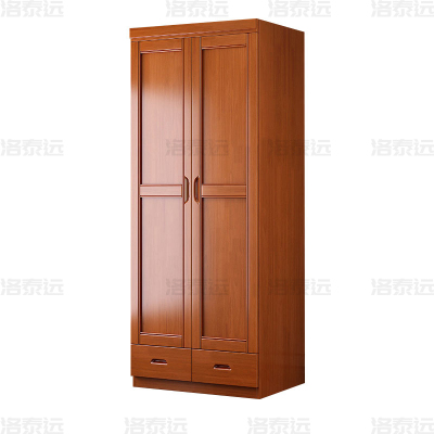 洛泰远 中式实木衣柜对开二门衣柜卧室收纳大衣橱 海棠色