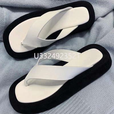 Ideamini人字拖鞋女布mona网红同款厚底拼色夹趾2020夏季新款百搭防滑沙滩