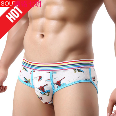 锦铭七玥棉男士内裤三角裤全棉个性卡通低腰潮性感透气内裤产地