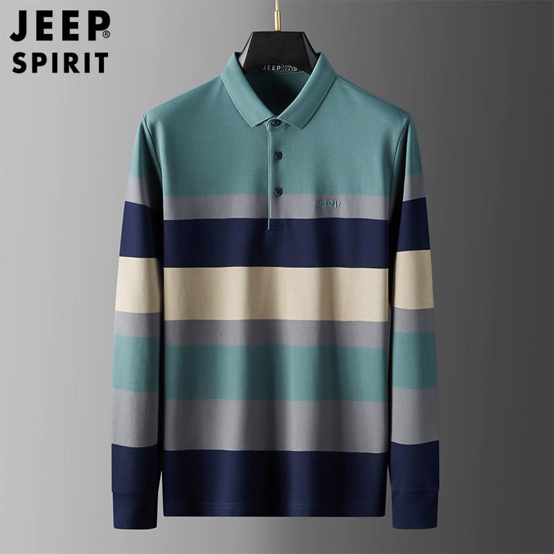 JEEP SPIRIT青年男士休闲百搭长袖T恤翻领纯棉打底POLO衫