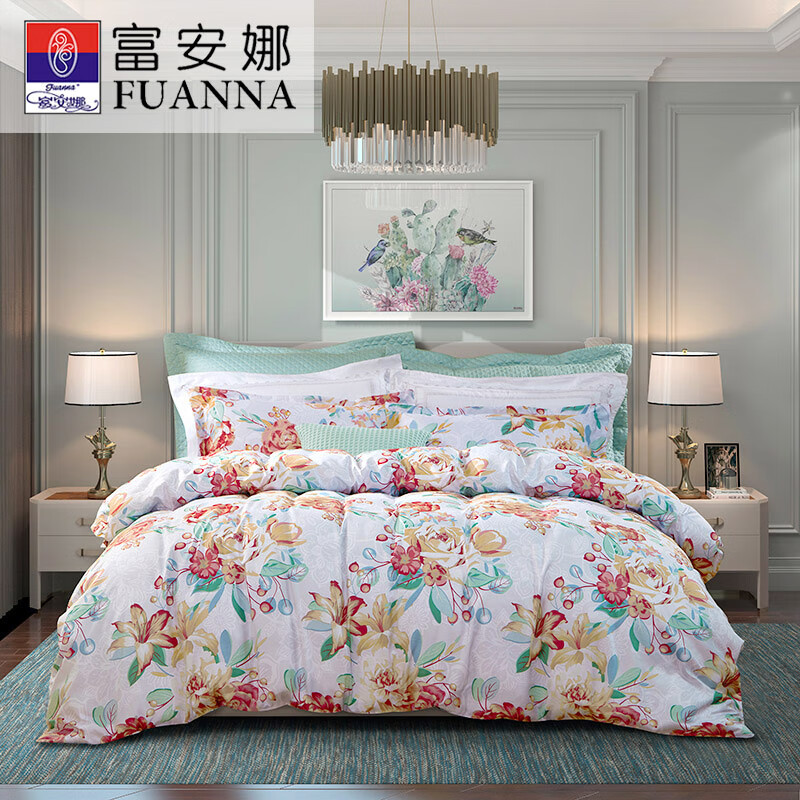 富安娜 磨毛四件套-芳华初韵/套