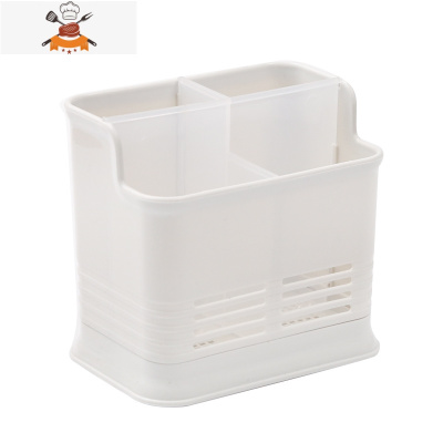 筷子筒带刀架笼子沥水置物架托家用筷笼筷筒厨房餐具勺子收纳盒 敬平 白色四格餐具架