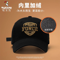 啄木鸟帽子男2025冬季加绒加厚鸭舌帽韩版百搭大头围宽帽檐棒球帽