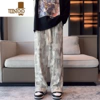 YANXUvintage潮牌美式复古休闲裤男高街嘻哈潮流宽松直筒痞帅阔腿长裤