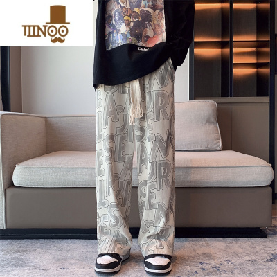 YANXUvintage潮牌美式复古休闲裤男高街嘻哈潮流宽松直筒痞帅阔腿长裤