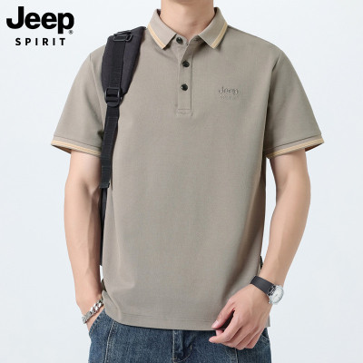 Jeep spirit短袖男夏季新款凉感半袖上衣休闲高级翻领POLO衫T恤男