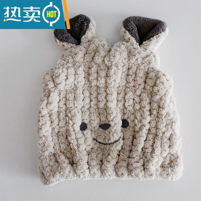 敬平2022新款小红书推荐宝宝儿童干发帽女童吸水速干毛巾卡通 奶咖色 菠萝笑脸款(1—8岁)