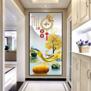 维诺亚走廊过道壁画装饰画简约挂画轻奢入户玄关麋鹿玄关装饰门厅画