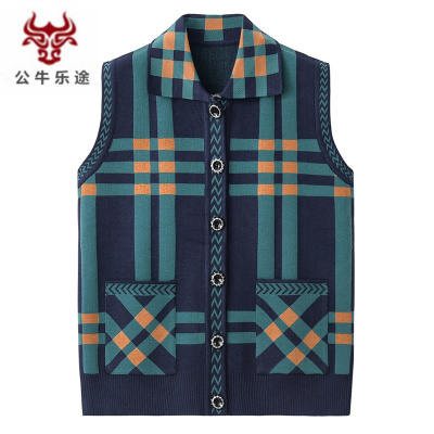 公牛乐途2020老年人马夹女春秋装奶奶针织开衫老人马甲坎肩冬装妈妈装毛衣背心定做款