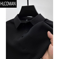 HLCOMAN特大码300斤网眼冰丝短袖t恤男衬衫领夏季纯色popolo衫半袖上衣