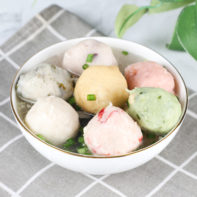 海靓妈七彩鱼丸火锅料理q弹爽口七彩海鲜丸火锅鱼丸子食材