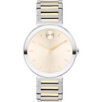 Movado女式超薄石英表银色表盘精钢表带34mm防水30米